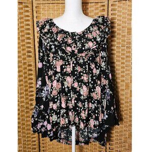 Free People Loretta Floral Oversized Boho Tunic Top Blouse S